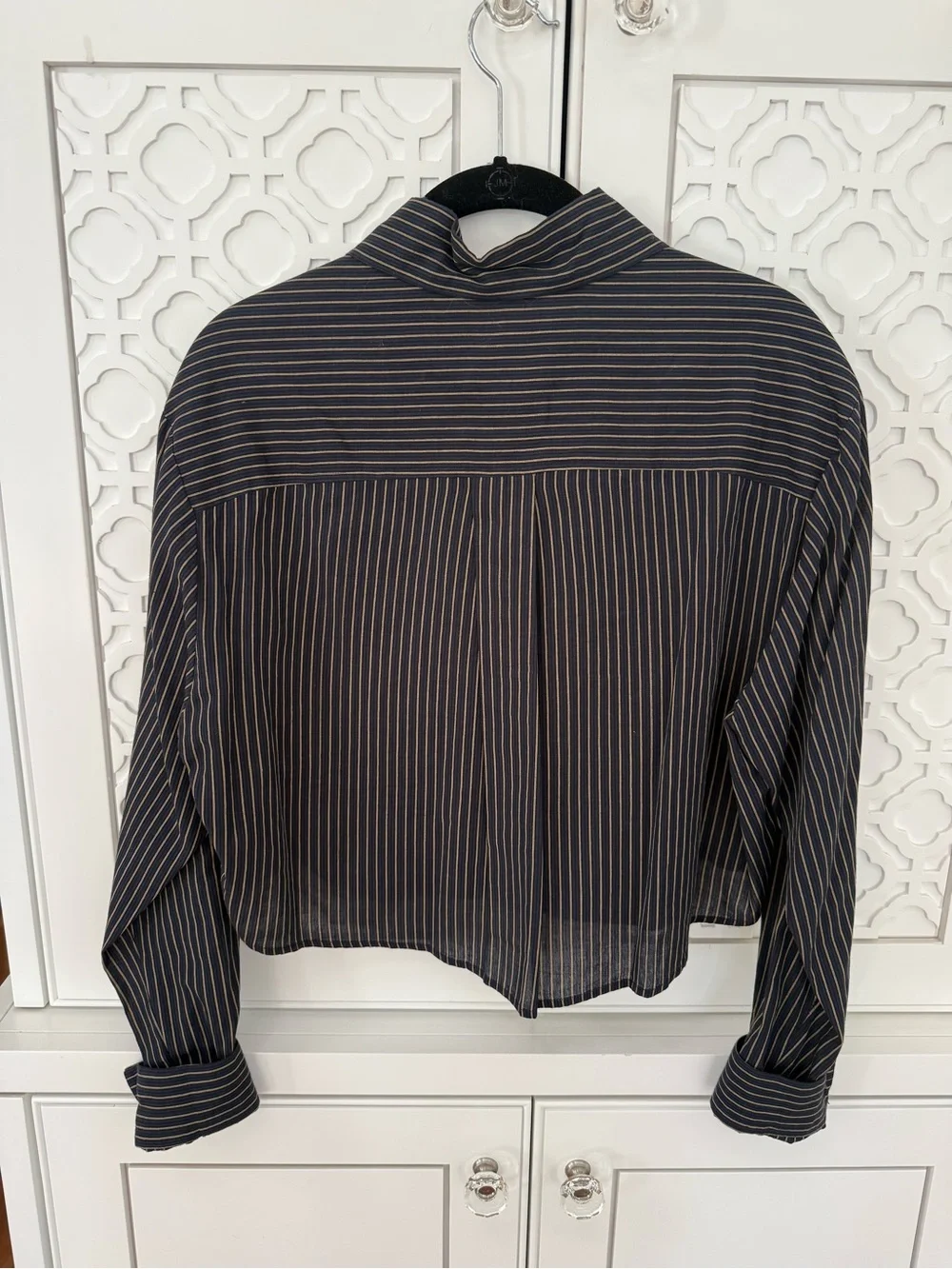 Isabel Marant etoile Black Pinstripe Cropped Button-Up Shirt - Women